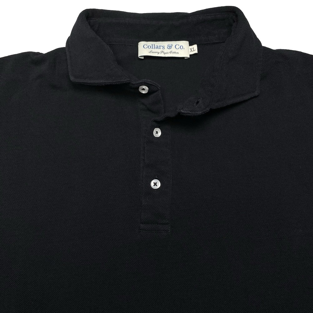 Collars & Co Polo Shirt XL S/S Luxury Pique Cotton Black